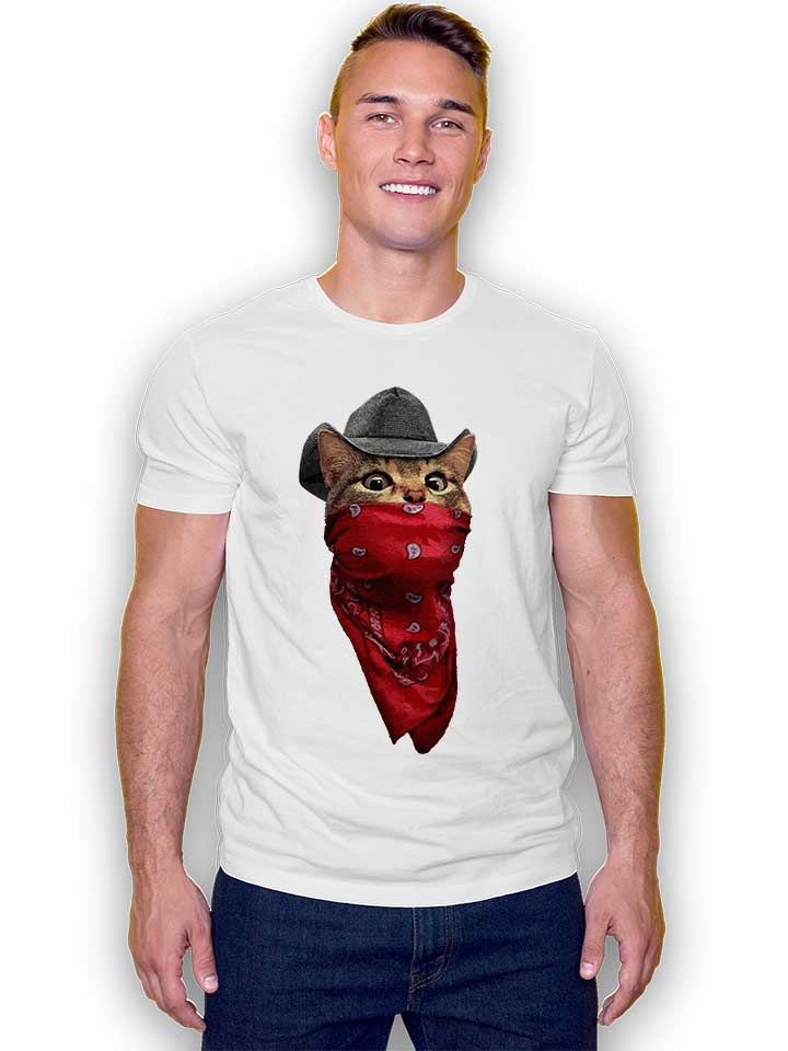 bandana-bandit-cat-t-shirt weiss 2