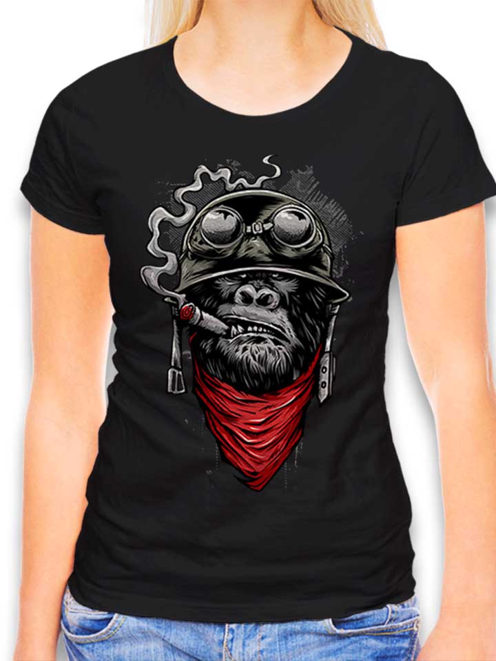 Bandana Helmet Gorilla Womens T-Shirt black L