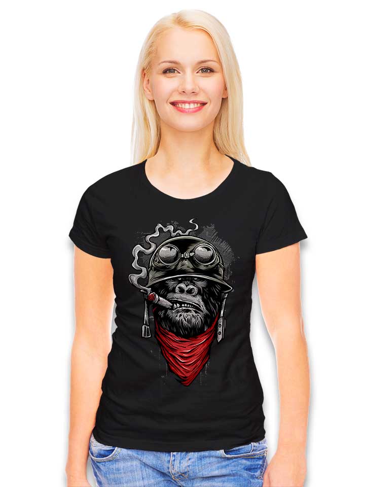 bandana-helmet-gorilla-damen-t-shirt schwarz 2