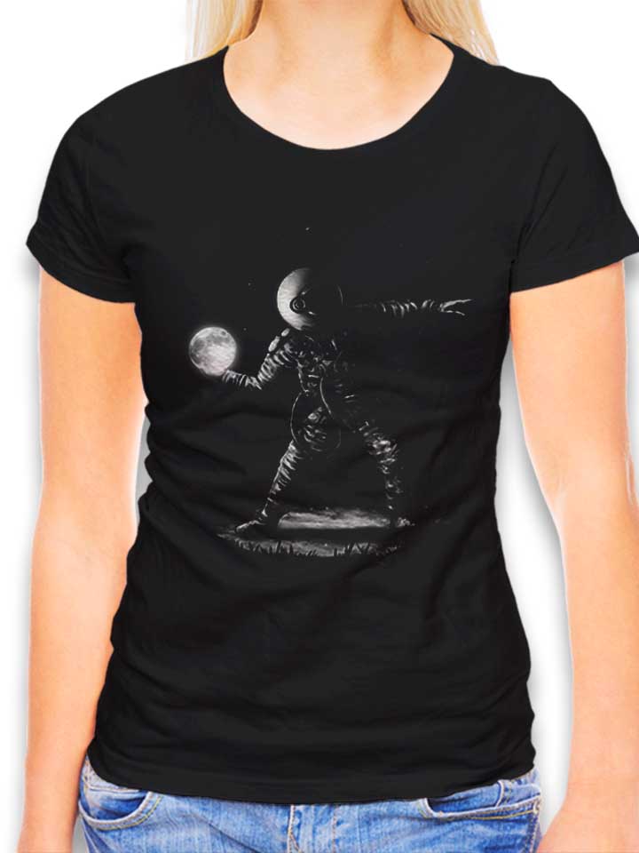 Banksy Astronaut Moon Damen T-Shirt schwarz L