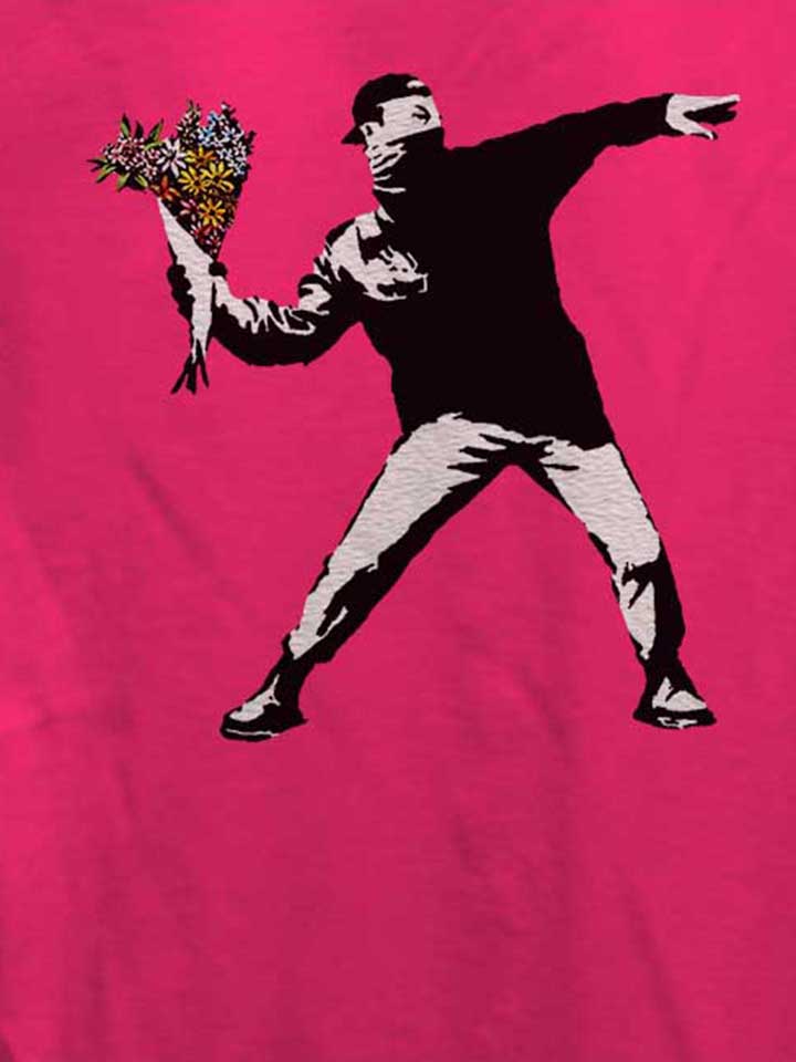 banksy-flower-hooligan-damen-t-shirt fuchsia 4