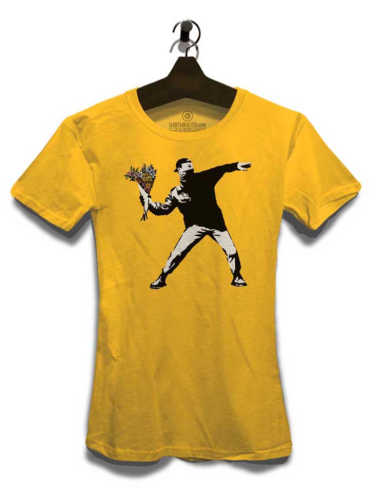 banksy-flower-hooligan-damen-t-shirt gelb 3