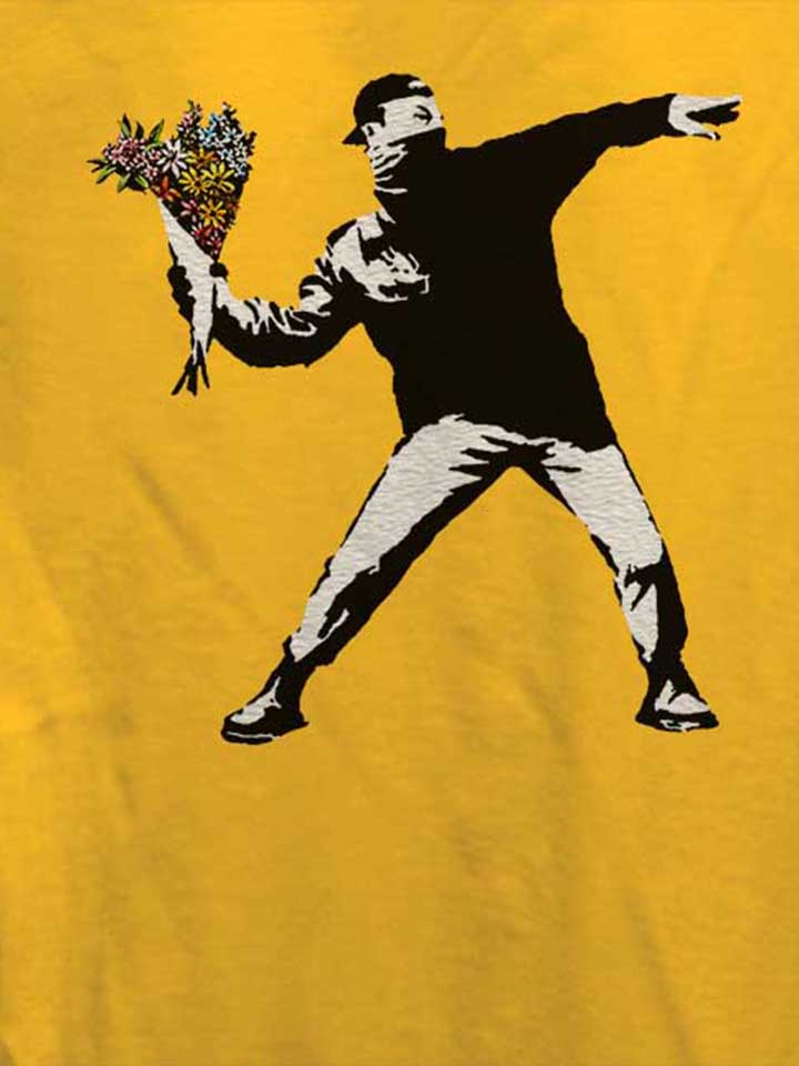 banksy-flower-hooligan-damen-t-shirt gelb 4