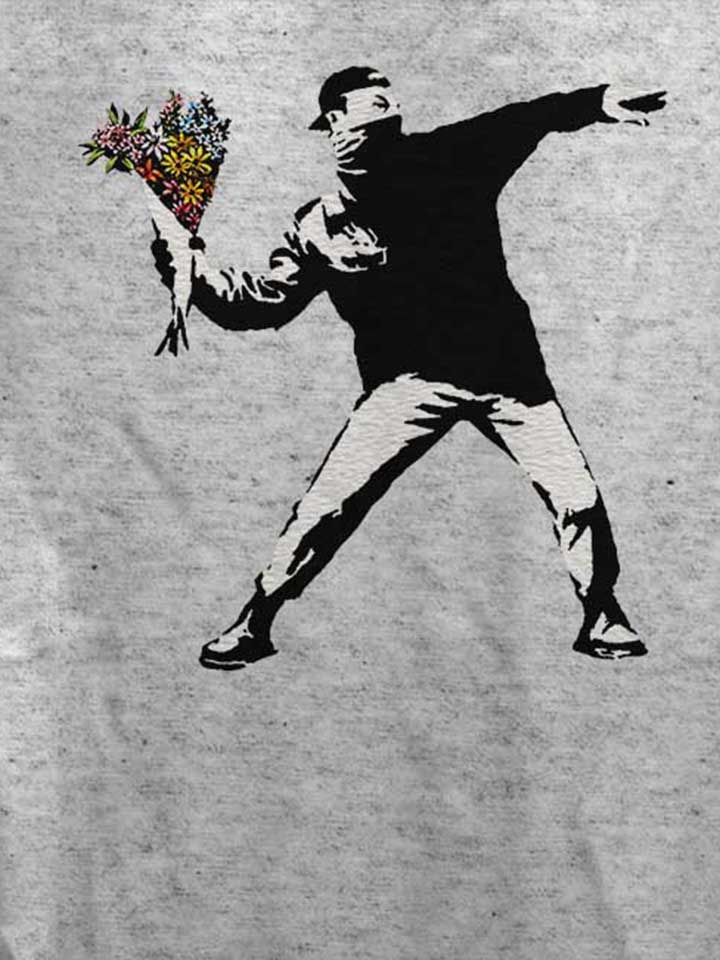 banksy-flower-hooligan-damen-t-shirt grau-meliert 4