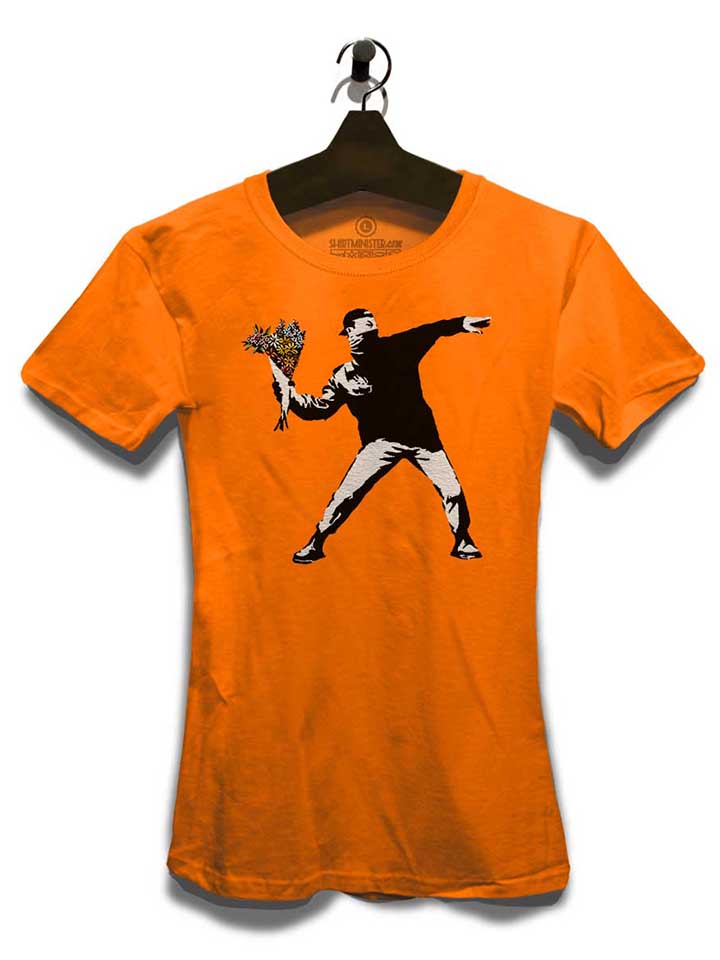 banksy-flower-hooligan-damen-t-shirt orange 3