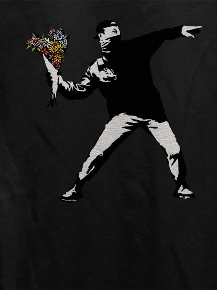 banksy-flower-hooligan-damen-t-shirt schwarz 4