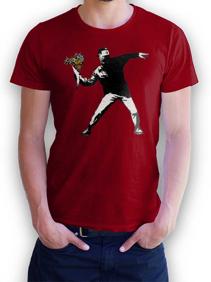 banksy-flower-hooligan-t-shirt bordeaux 1