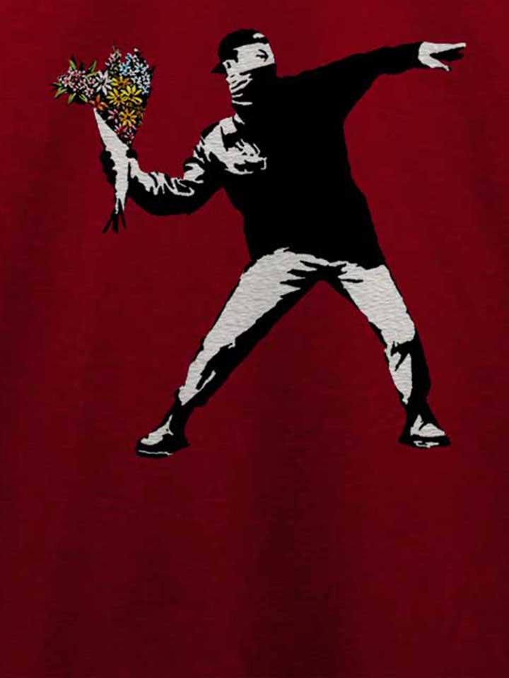 banksy-flower-hooligan-t-shirt bordeaux 4