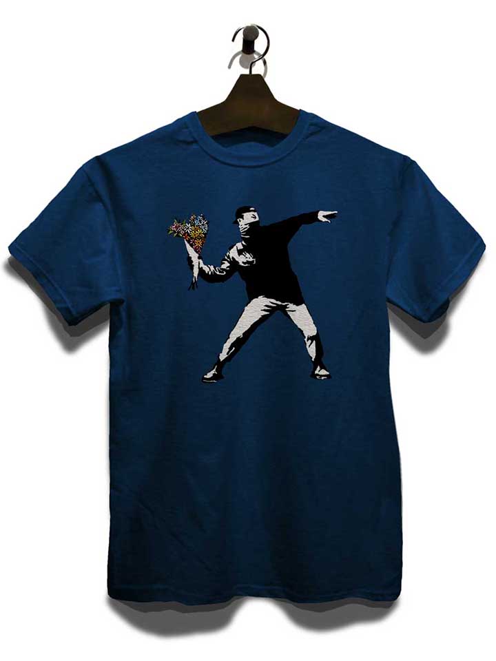 banksy-flower-hooligan-t-shirt dunkelblau 3