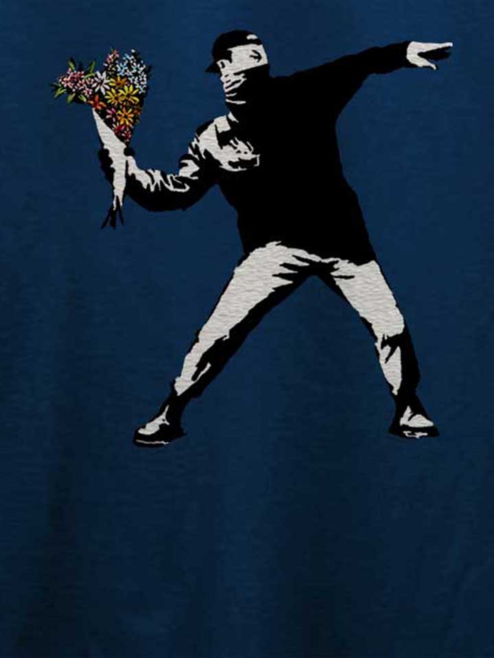 banksy-flower-hooligan-t-shirt dunkelblau 4