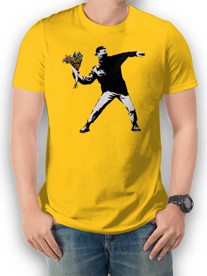 Banksy Flower Hooligan T-Shirt gelb L