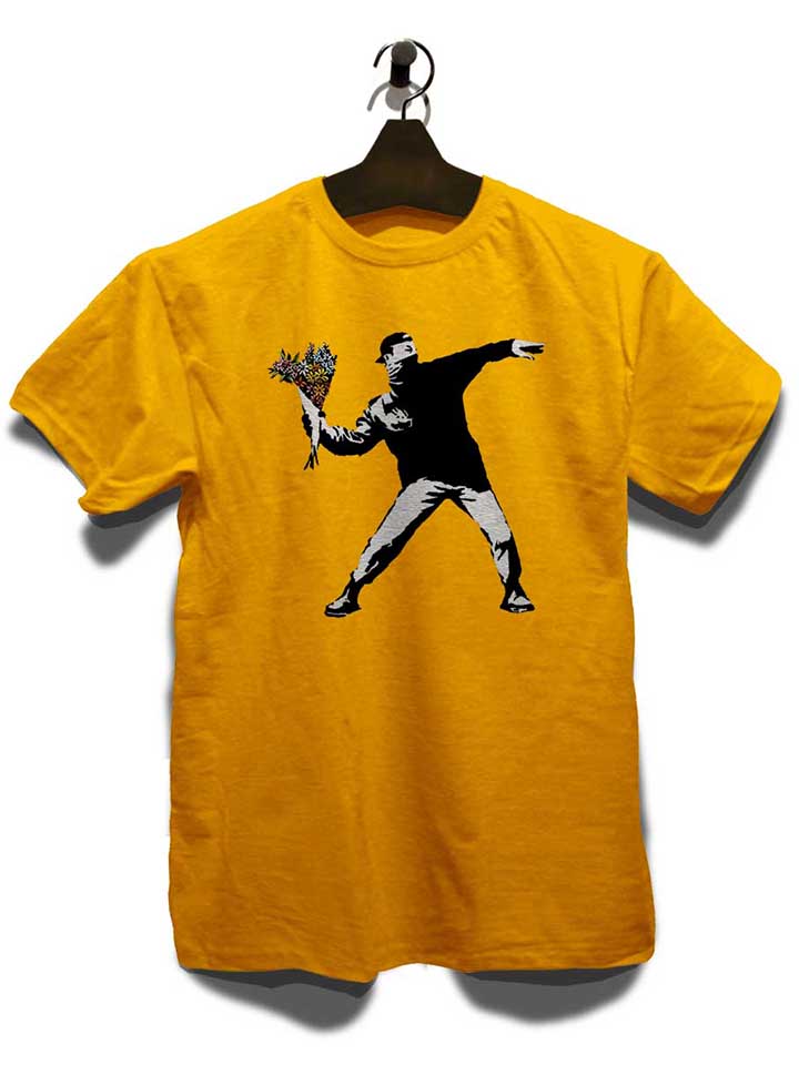banksy-flower-hooligan-t-shirt gelb 3