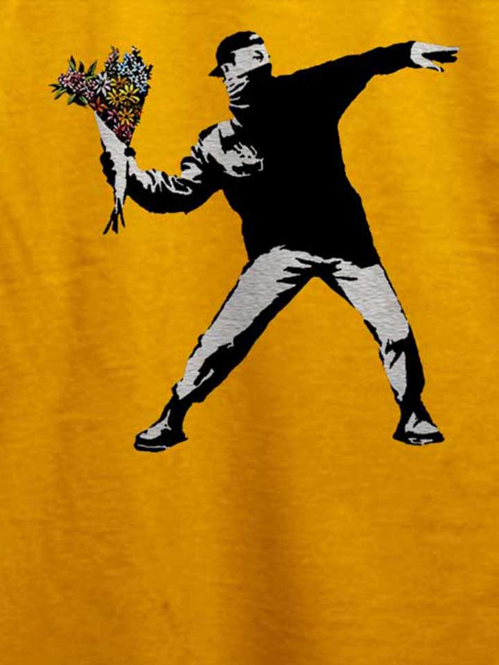 banksy-flower-hooligan-t-shirt gelb 4
