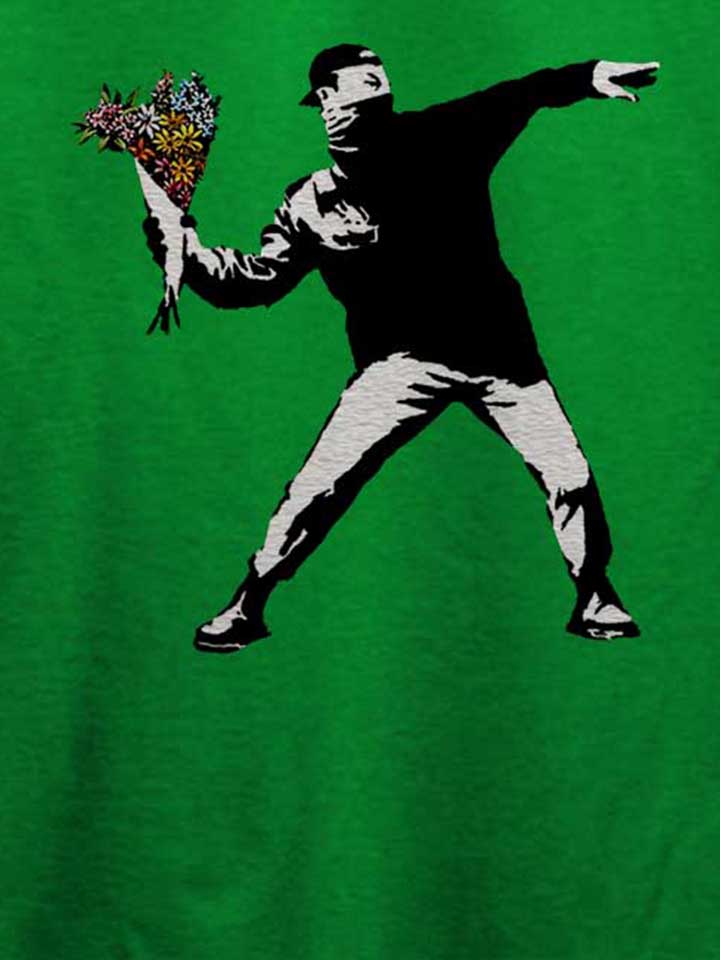 banksy-flower-hooligan-t-shirt gruen 4