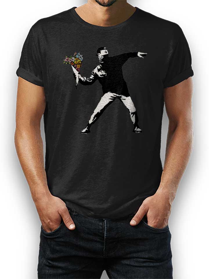 banksy-flower-hooligan-t-shirt schwarz 1