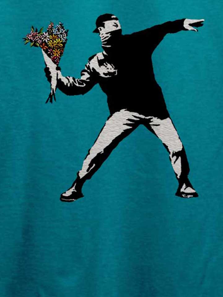 banksy-flower-hooligan-t-shirt tuerkis 4