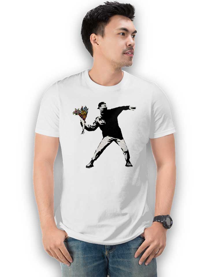 banksy-flower-hooligan-t-shirt weiss 2