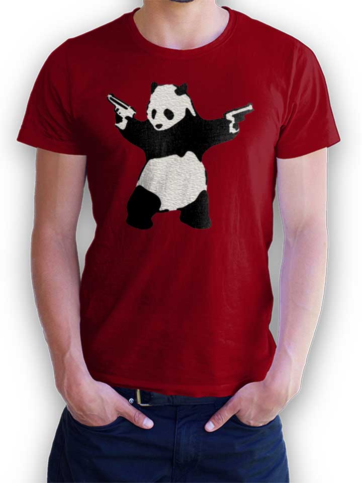 Banksy Panda T-Shirt maroon L