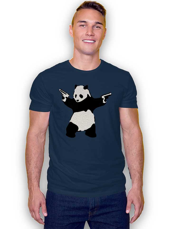 banksy-panda-t-shirt dunkelblau 2