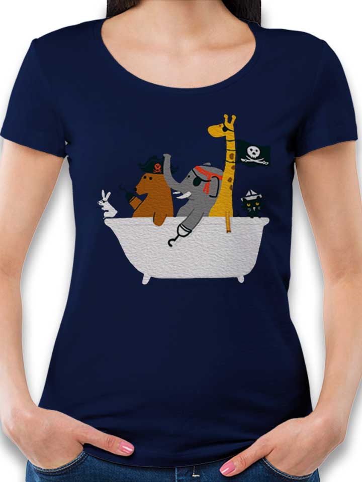 Bathtub Pirate Animals Camiseta Mujer azul-marino L