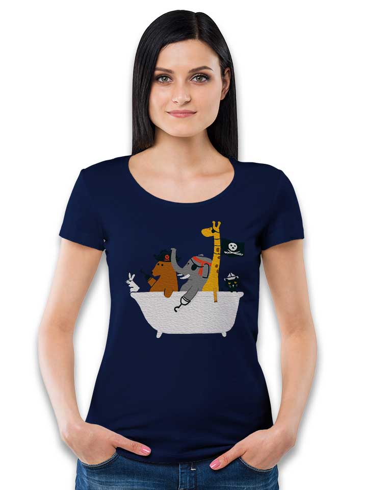 bathtub-pirate-animals-damen-t-shirt dunkelblau 2