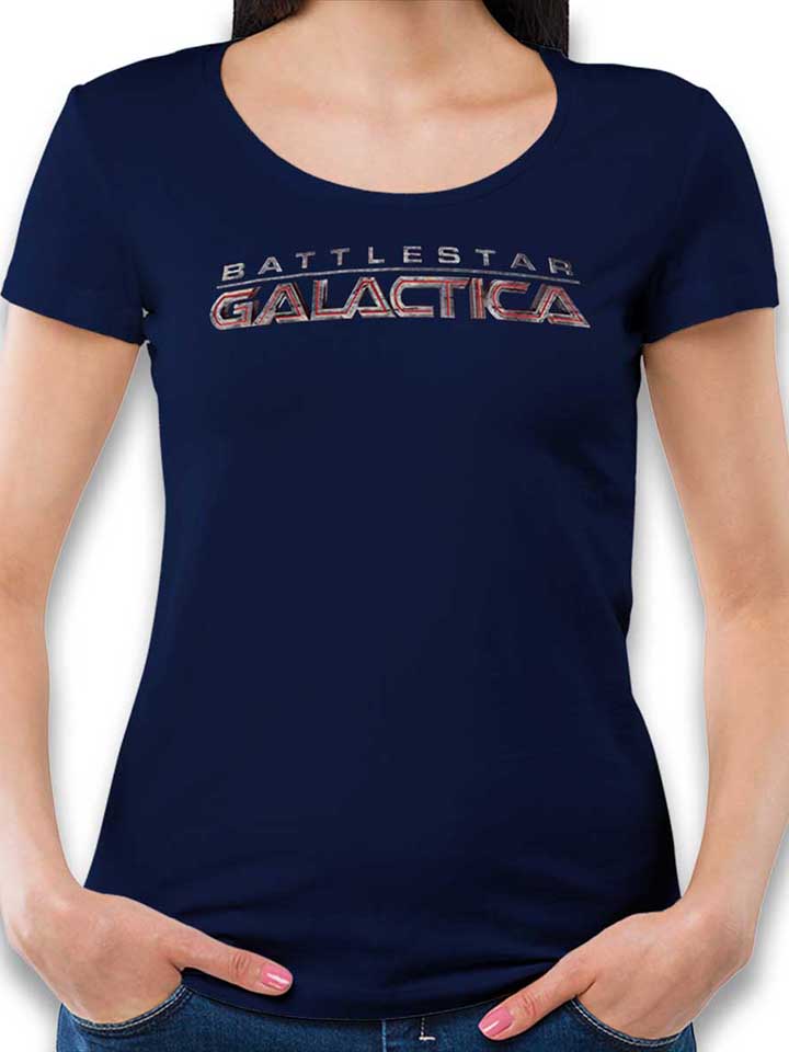 Battlestar Galactica Logo Damen T-Shirt dunkelblau L