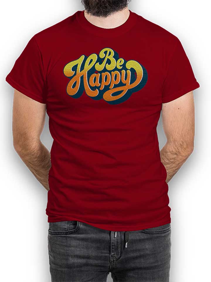 Be Happy 02 Camiseta burdeos L