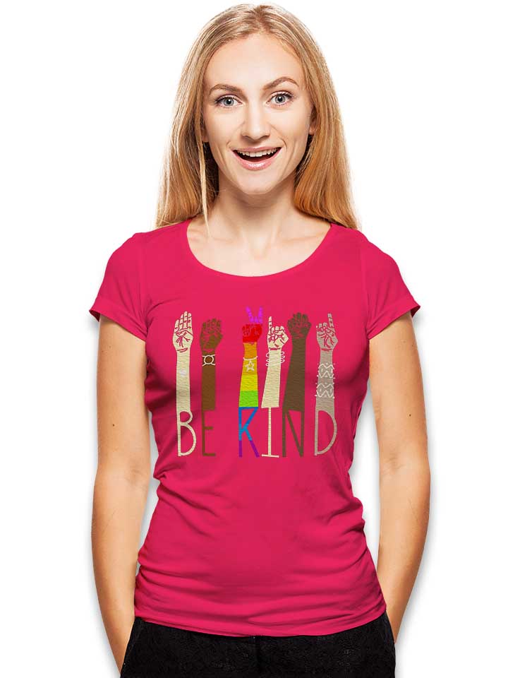 be-kind-hands-damen-t-shirt fuchsia 2