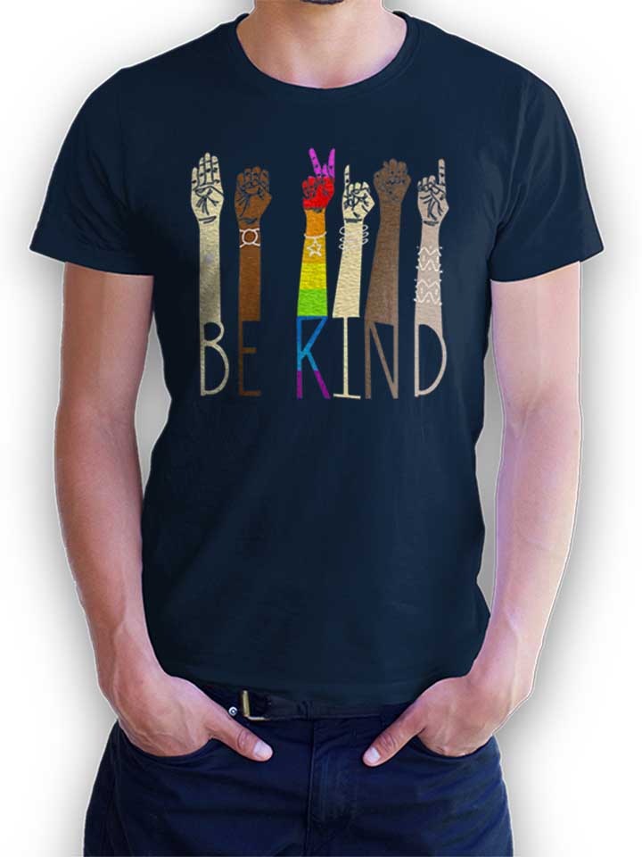 Be Kind Hands T-Shirt navy L