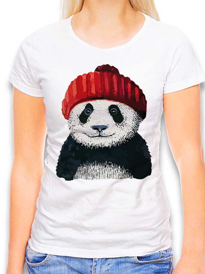 Beanie Panda Damen T-Shirt weiss L