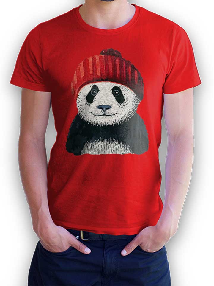 Beanie Panda T-Shirt red L