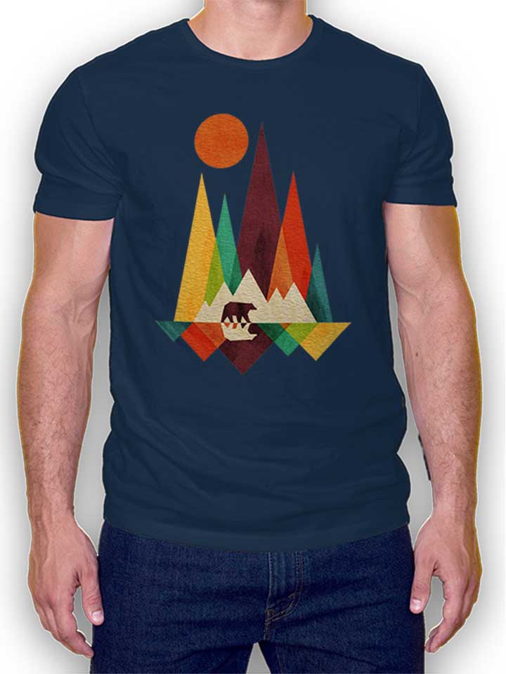 Bear And Mountains Camiseta azul-marino L