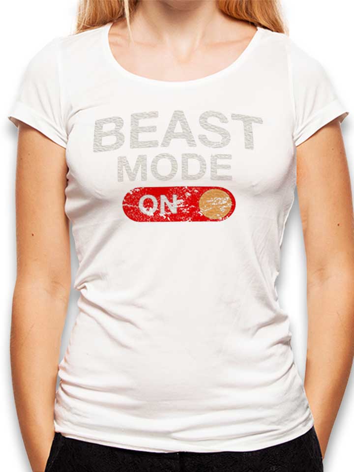 beast-mode-on-vintage-damen-t-shirt weiss 1