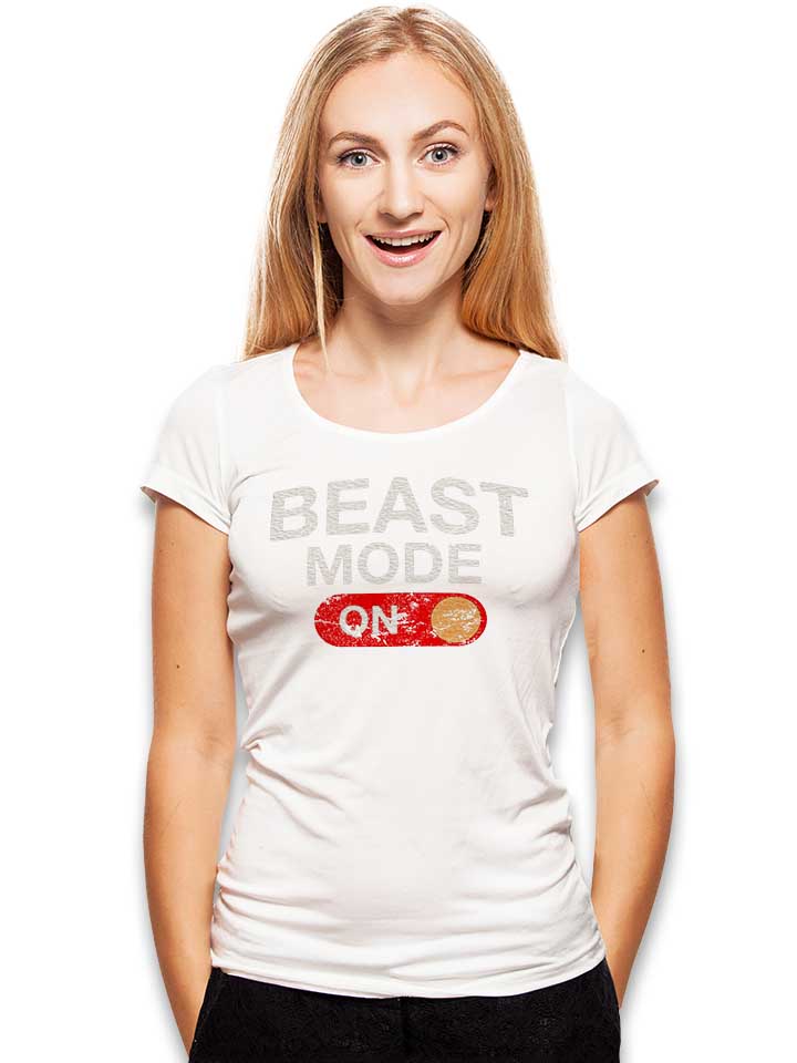 beast-mode-on-vintage-damen-t-shirt weiss 2