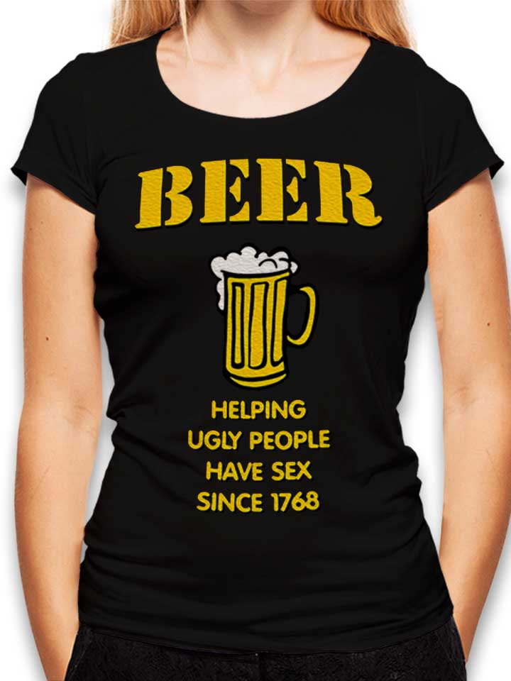 beer-helping-ugly-people-damen-t-shirt schwarz 1