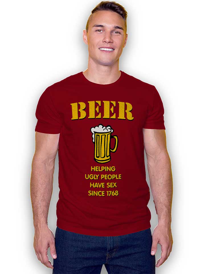 beer-helping-ugly-people-t-shirt bordeaux 2