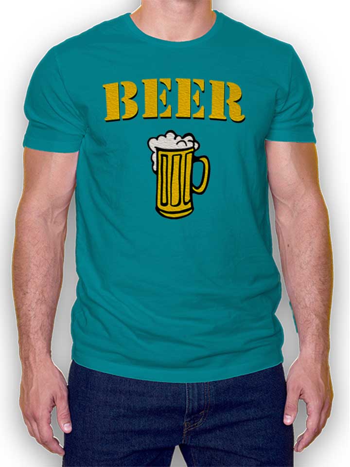 Beer Krug T-Shirt turquoise L
