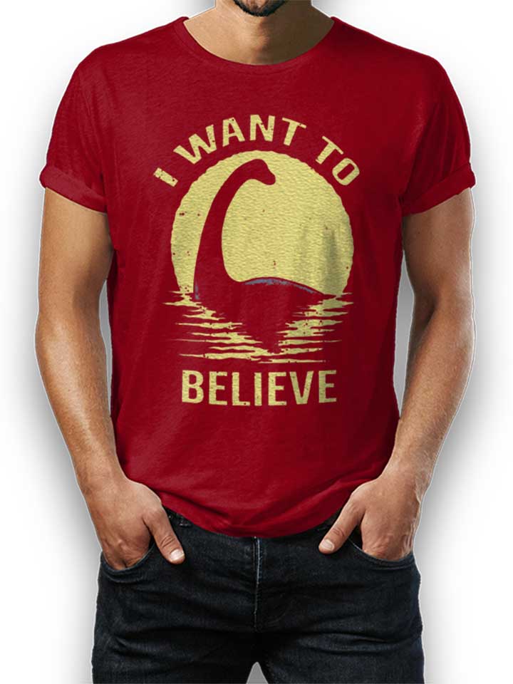 Believe In Nessie T-Shirt maroon L