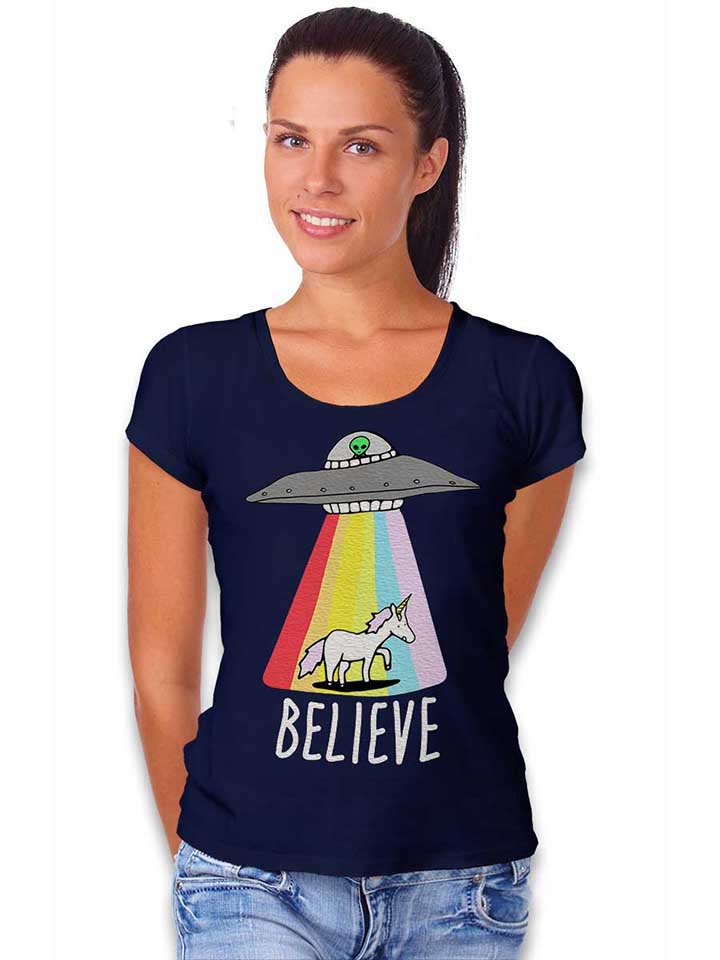 believe-ufo-unicorn-damen-t-shirt dunkelblau 2