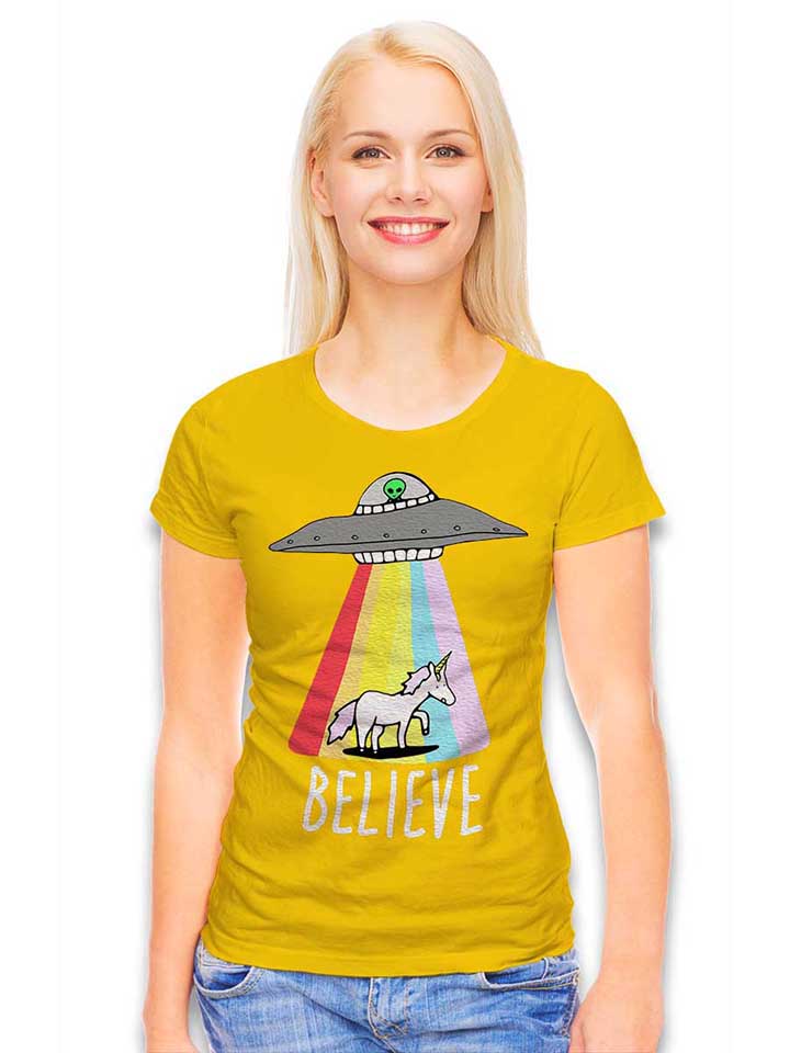 believe-ufo-unicorn-damen-t-shirt gelb 2