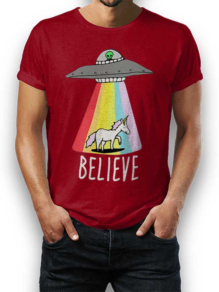 Believe Ufo Unicorn T-Shirt bordeaux L