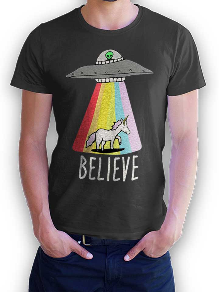 Believe Ufo Unicorn Camiseta gris-oscuro L