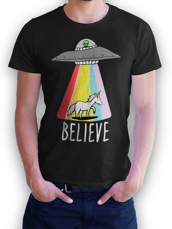 Believe Ufo Unicorn T-Shirt schwarz L