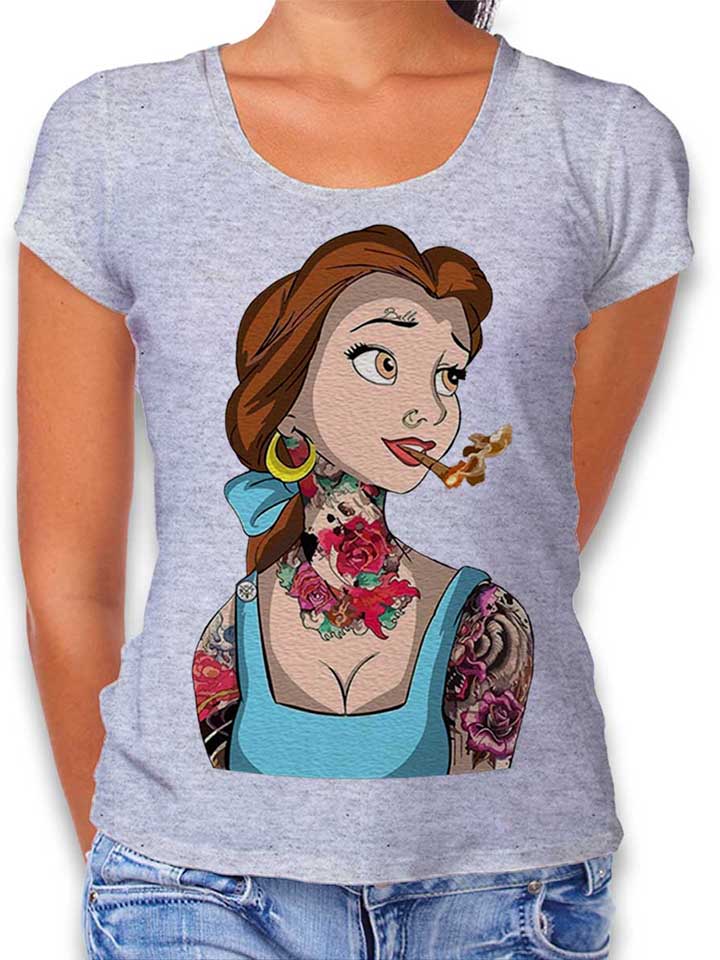 belle-princess-tattoo-damen-t-shirt grau-meliert 1