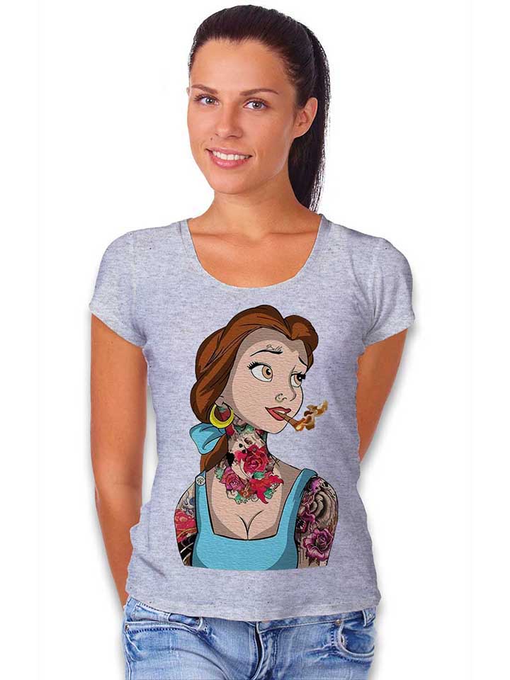 belle-princess-tattoo-damen-t-shirt grau-meliert 2