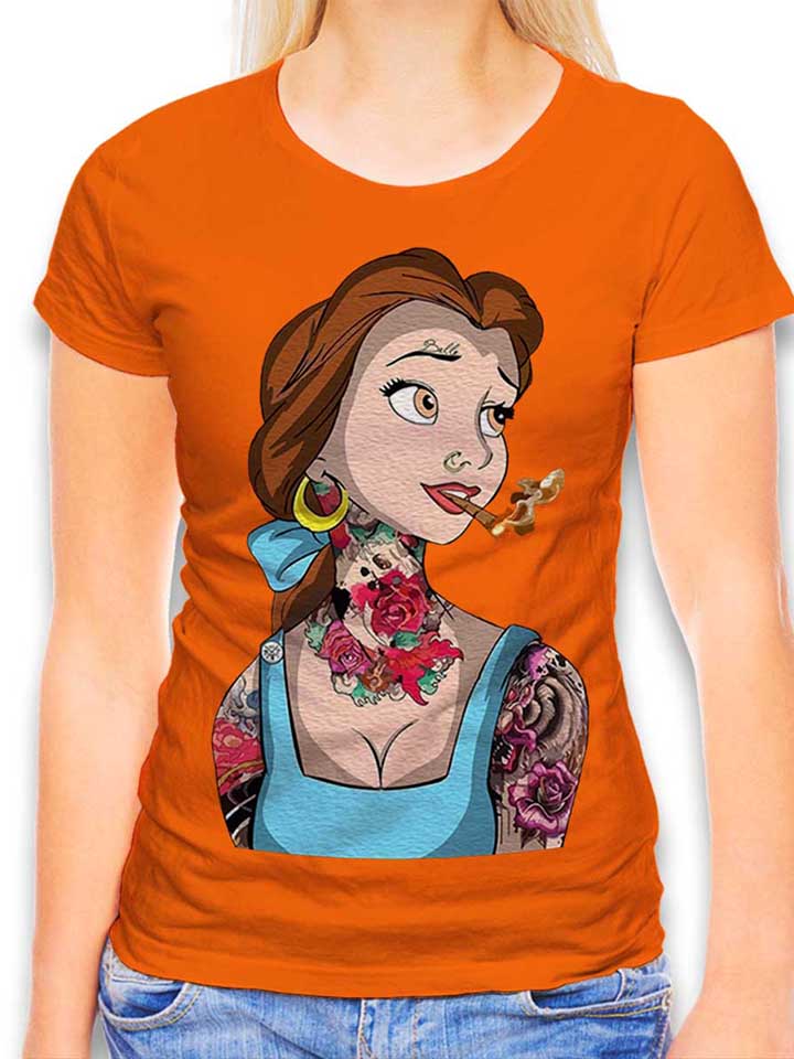 belle-princess-tattoo-damen-t-shirt orange 1
