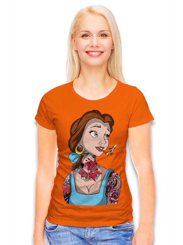 belle-princess-tattoo-damen-t-shirt orange 2