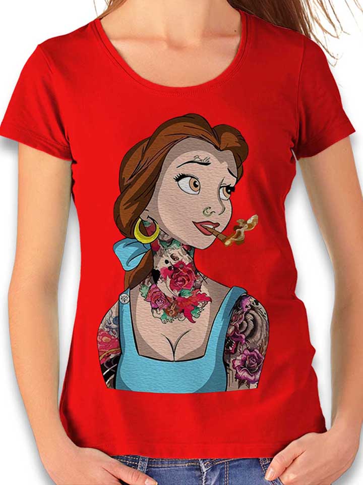 Belle Princess Tattoo Damen T-Shirt rot L