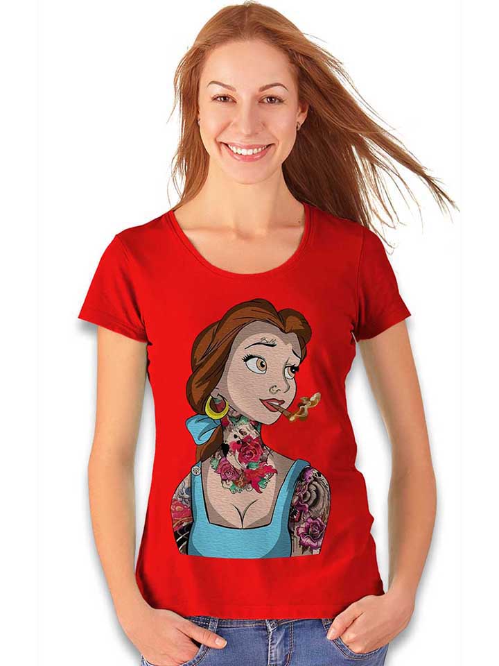 belle-princess-tattoo-damen-t-shirt rot 2