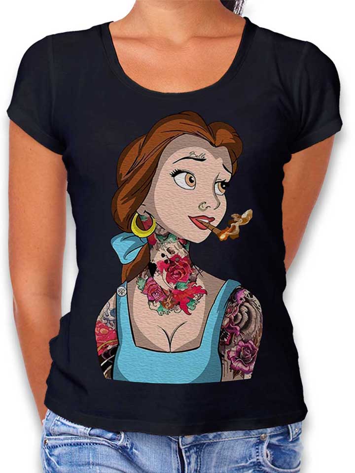 belle-princess-tattoo-damen-t-shirt schwarz 1
